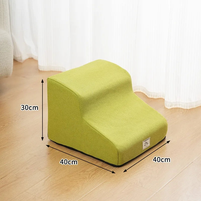 2- or 3-Step Pet Stairs for Dogs & Cats — Removable Washable Non-Slip Ramp for Sofa & Bed, PU Velvet Foam Pet Steps for Small & Senior Pets