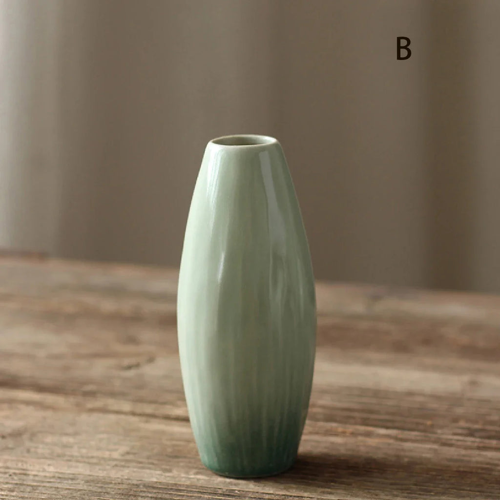 Simple Ceramic Porcelain Vase for Hydroponic Plants — Minimalist Small Vase for Living Room & Dining Table Decor