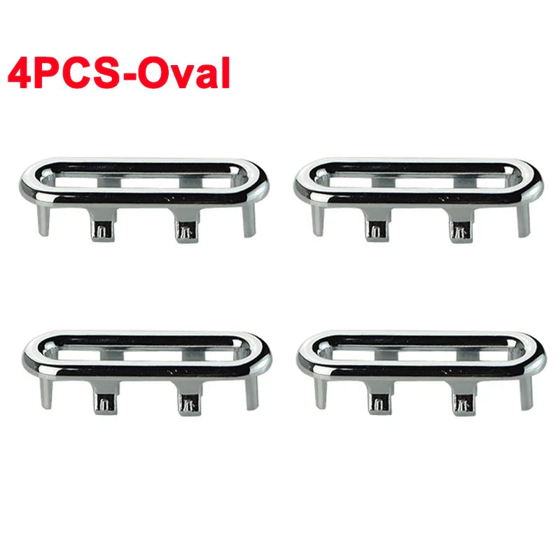 4-Pack Silver Plastic Sink Overflow Rings - Basin Drain Trim Plugs for Kitchen & Bathroom, Fits 22-24mm & 47-48mm