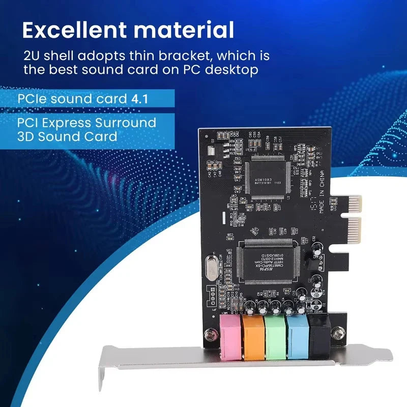 PCIe x1 4.1/6-Channel 24-Bit 3D Audio PCI Express Sound Card for PC EAX A3D DirectSound