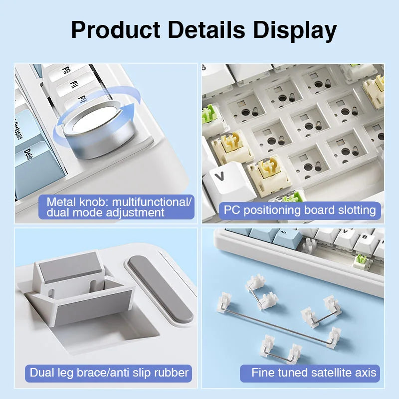75% Hot-Swappable Mechanical Keyboard Wireless 2.4G Bluetooth USB-C Wired RGB Gasket Mount