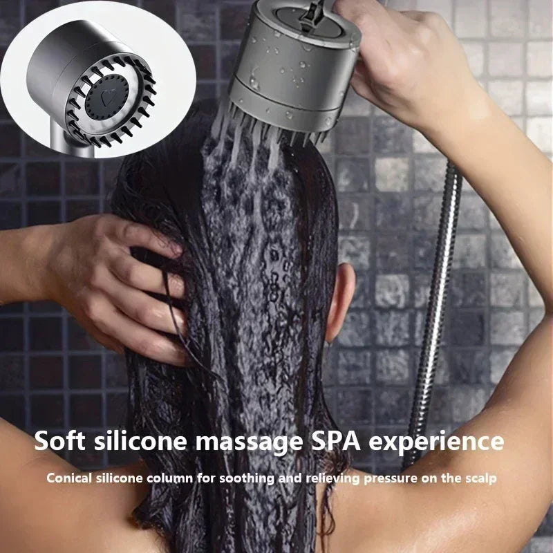 High Pressure Filtered Handheld Shower Head with One-Touch Stop and Massage - Water-Saving Shower Accessory