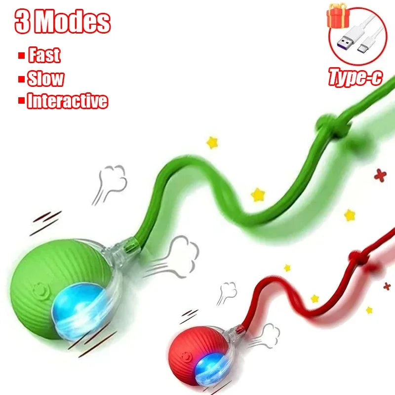 Rechargeable Interactive Cat Ball with Tail 1-3 Pack Automatic Rolling Pet Toy Imitates Mouse