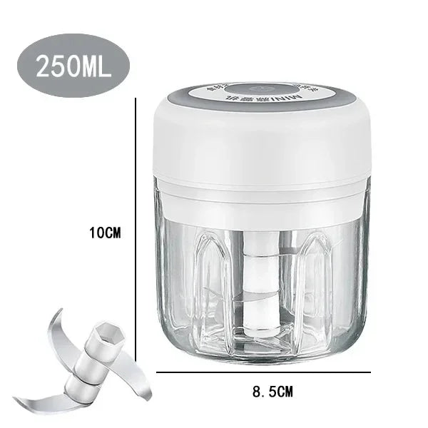 USB Rechargeable Electric Garlic Chopper & Crusher, Mini Portable Food Chopper 250/100 ml (8.5/3.4 fl oz)