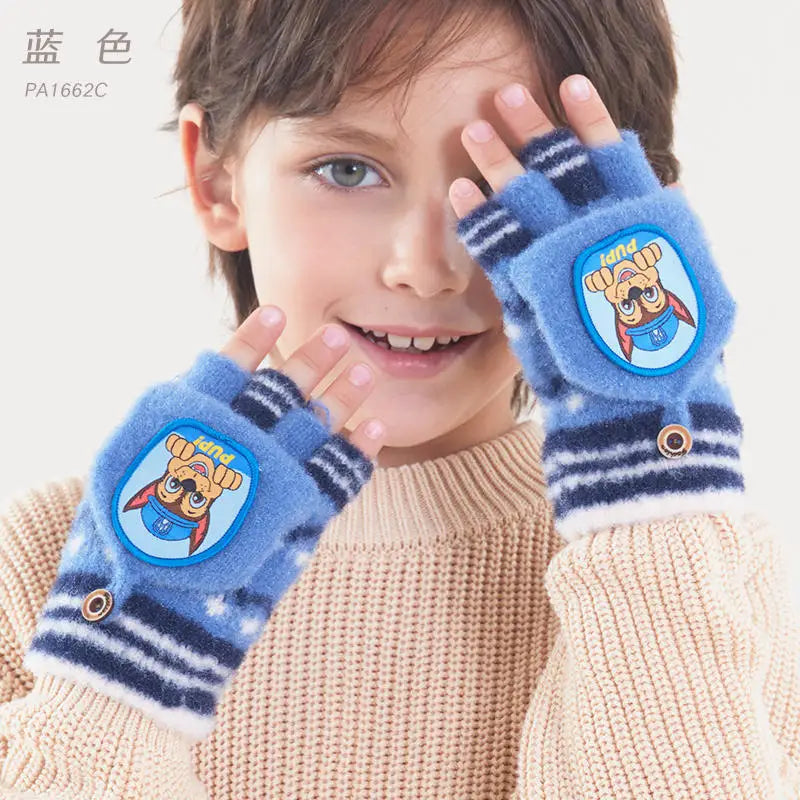 Kids Winter Plush Cartoon Mittens - Warm Gloves for Children Ages 2–6