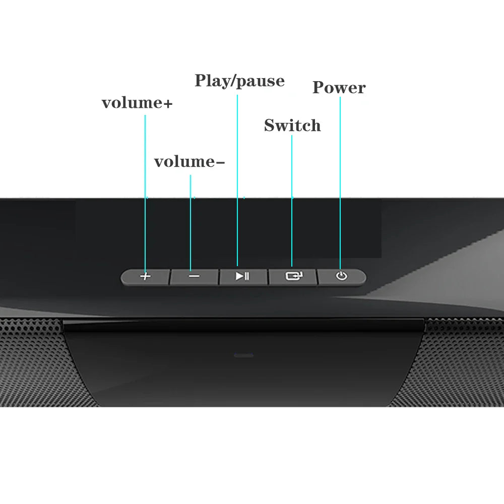 Bluetooth 5.0 Soundbar TV Speaker — 2.0 Home Theater System with USB/TF/AUX, FM Radio & Remote — 13.0 in (330 mm) & 21.7 in (550 mm) Options