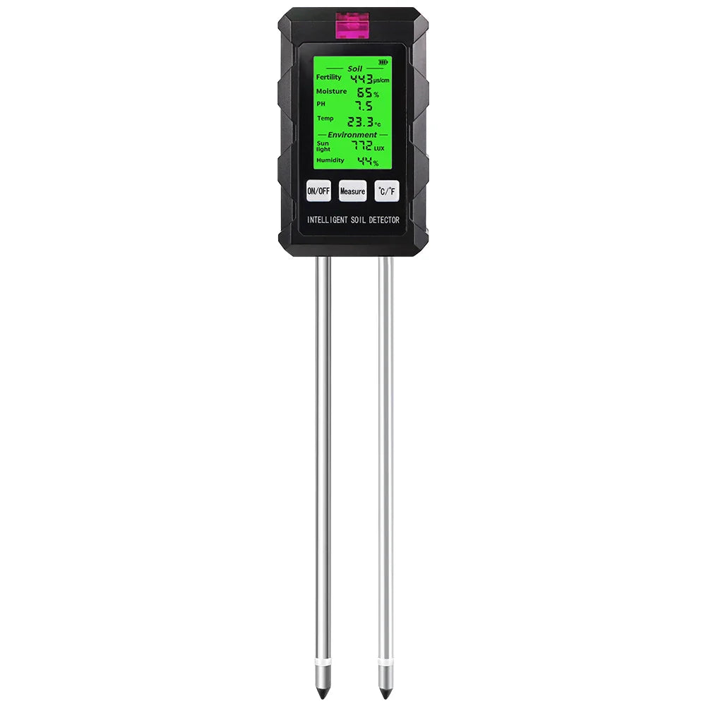 6-in-1 Soil Tester pH Moisture Light Temperature Humidity Nutrient Meter for Garden & Pots