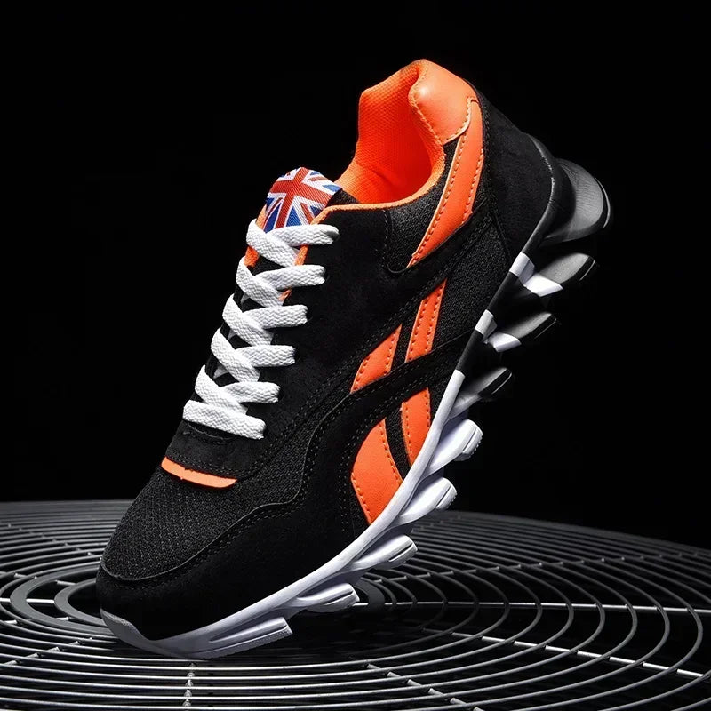 Men's Breathable Running Sneakers, Cushioned Thick Sole, Wear-Resistant Outdoor Fitness Shoes