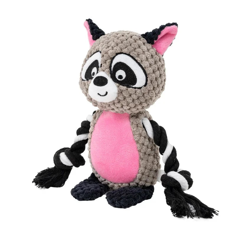 Indestructible Plush Squeaky Dog Chew Toy - Bite-Resistant Puppy Rattle for Small & Medium Dogs (7.5 x 3 in / 19 x 8 cm) - Assorted Animal Designs