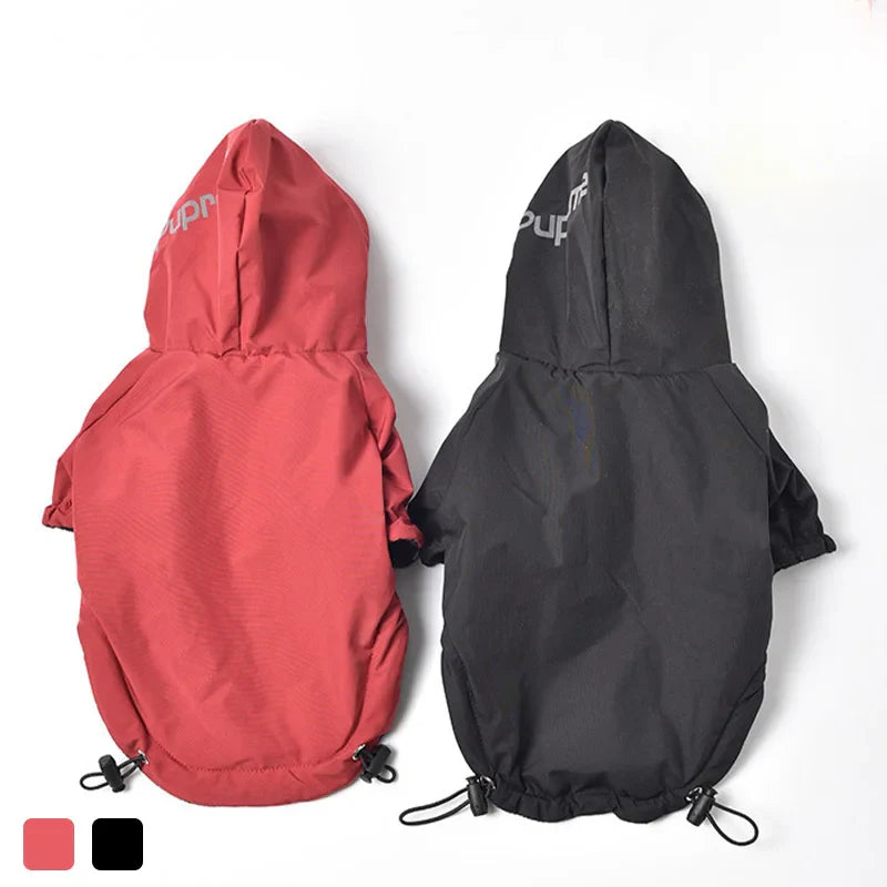 Waterproof Hooded Dog Coat – Warm Cotton-Lined Winter Jacket with Reflective Trim for Small Dogs & Cats