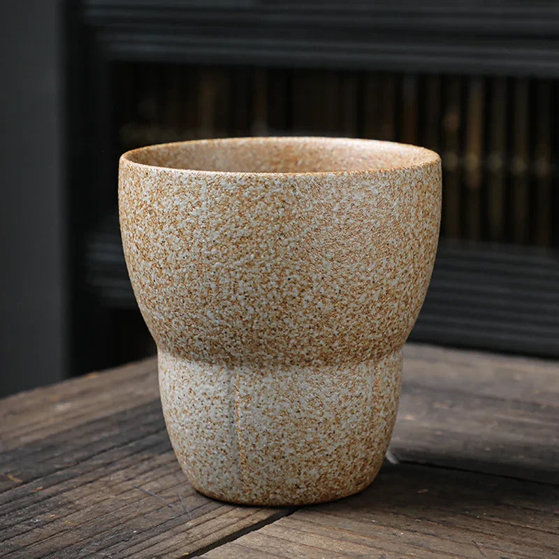 Japanese Style Rough Pottery Espresso & Gongfu Tea Cup Retro Ceramic Mug for Office and Home