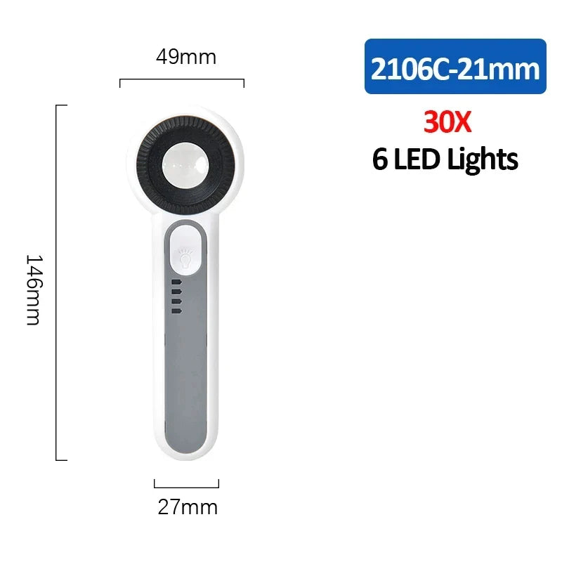 Rechargeable LED Handheld Magnifier 3 Lighting Modes Illuminated Magnifying Glass for Seniors Reading and Repair