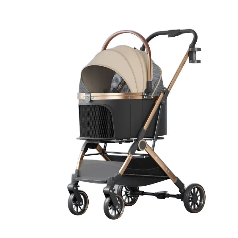 2-in-1 Foldable Pet Stroller with Detachable Carrier Bag – Portable Dog & Cat Cart for Small Pets