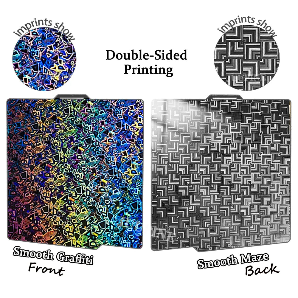 257x257mm (10.12 x 10.12 in) Spring Steel 3D Printer Build Plate - Double-Sided PEI/PEY/PET Surface, Smooth & Textured