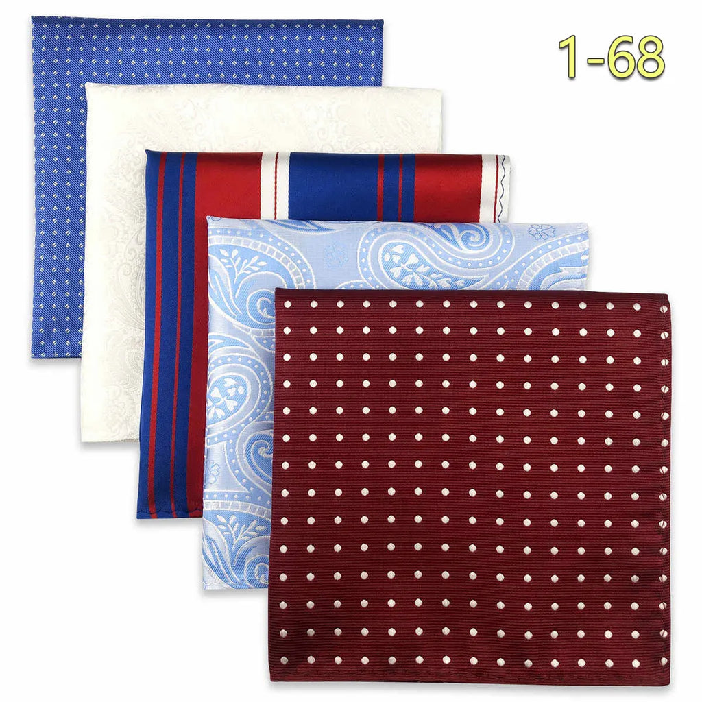 5-Pack Men's Microfiber Pocket Squares 12.6 in (32 cm) - Jacquard Woven Wedding & Formal Handkerchiefs, Assorted Patterns