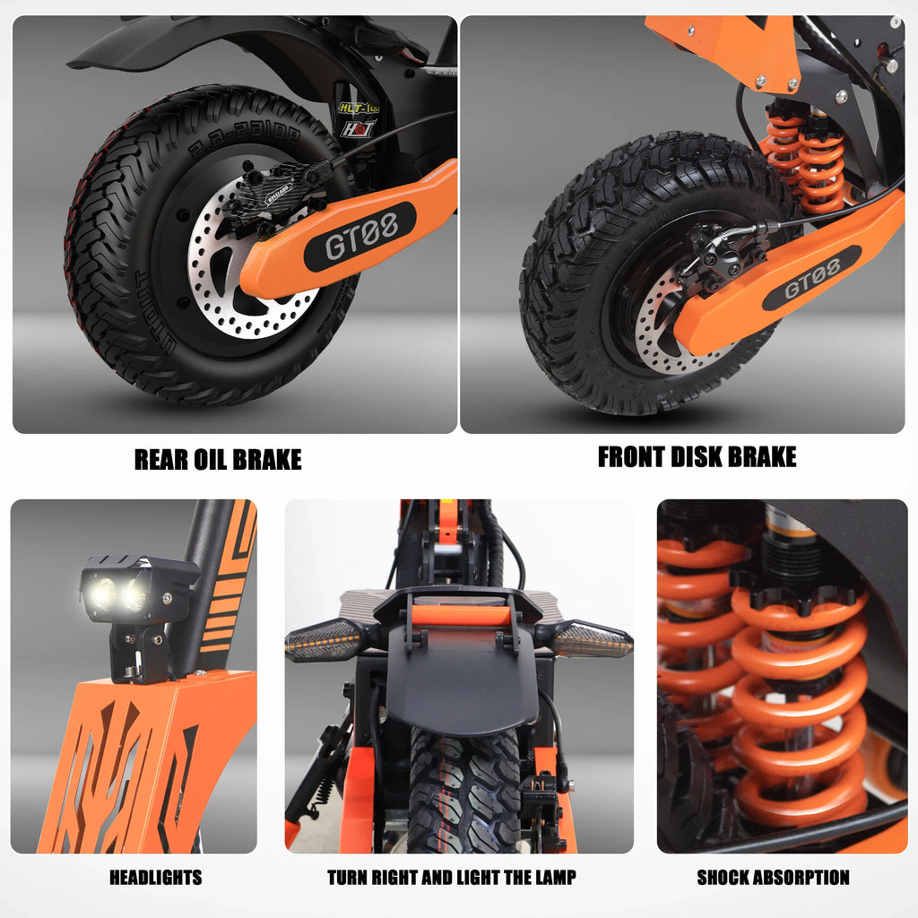 Dual Motor 5600W Adult Electric Scooter — Up to 46 MPH (74 km/h), 60V 27Ah Foldable eScooter with Seat, 11-inch (28 cm) Off-Road Tires