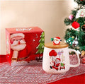 Christmas Tree Ceramic Mug with Lid and Spoon, Holiday Coffee & Tea Gift