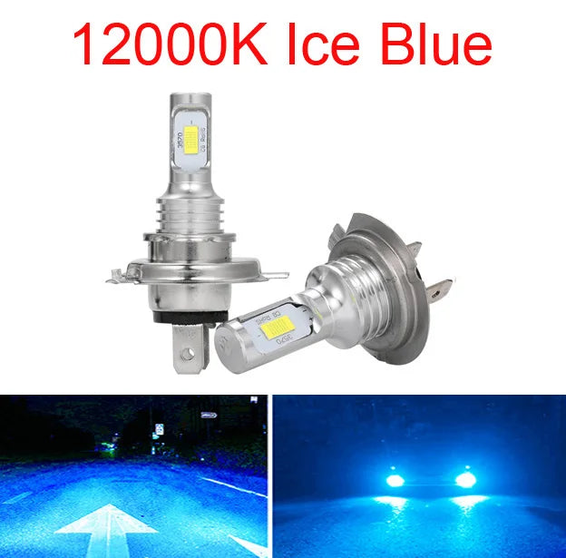 2-Pack CSP LED Headlight Bulbs H1 H4 H7 H8 H9 H11 9005 9006 (HB3/HB4) Super Bright DRL Fog Lamp - 6000K White / 3000K Yellow / 12000K Blue