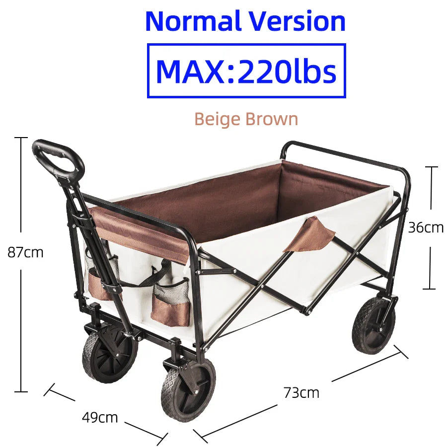 Collapsible Folding Beach Wagon Cart – Heavy-Duty 500 lb (227 kg) Portable Utility & Camping Trolley