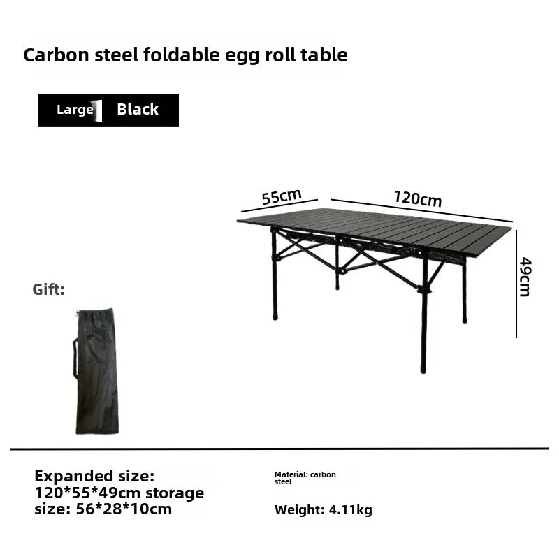 Portable Folding Camping Table and Chairs Set Egg Roll Picnic Table for Outdoor, Beach and Tailgating