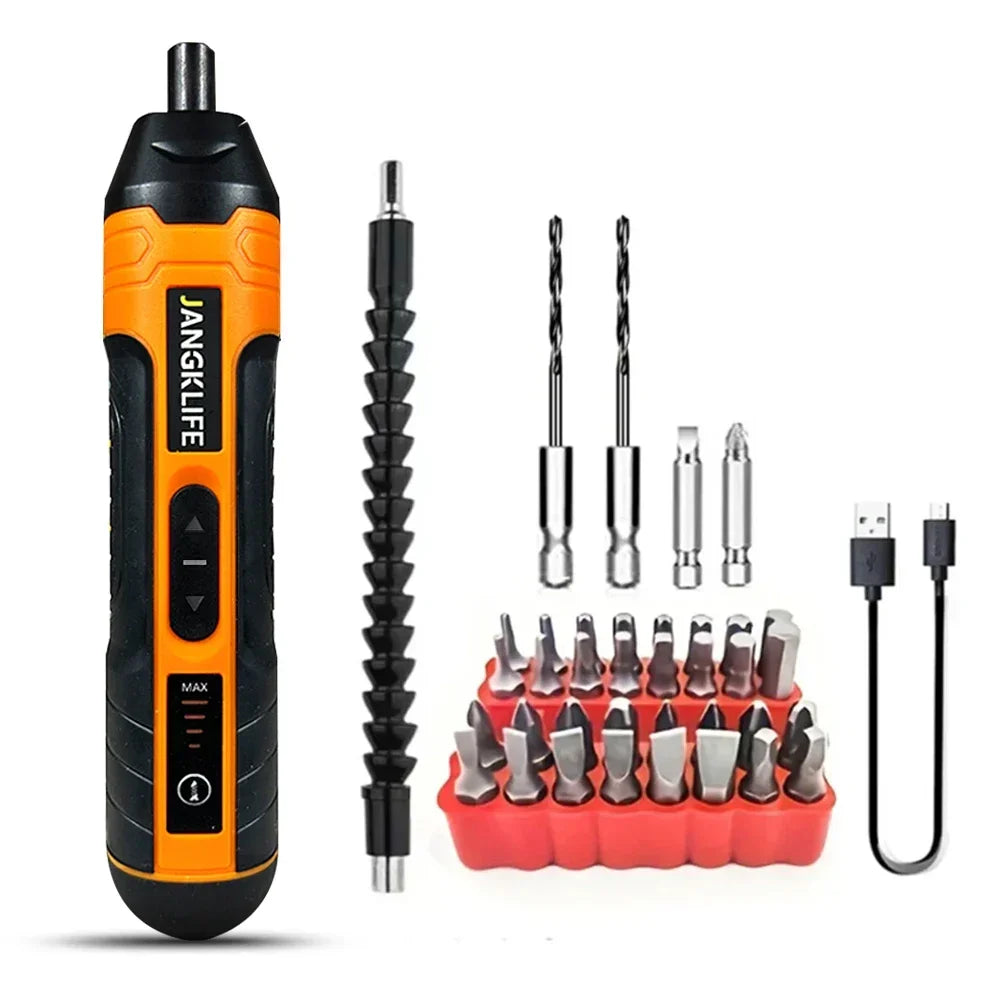 Cordless Electric Screwdriver 3.6V Rechargeable 1300mAh Mini Drill with 6.35mm (1/4") Chuck & Dual LED