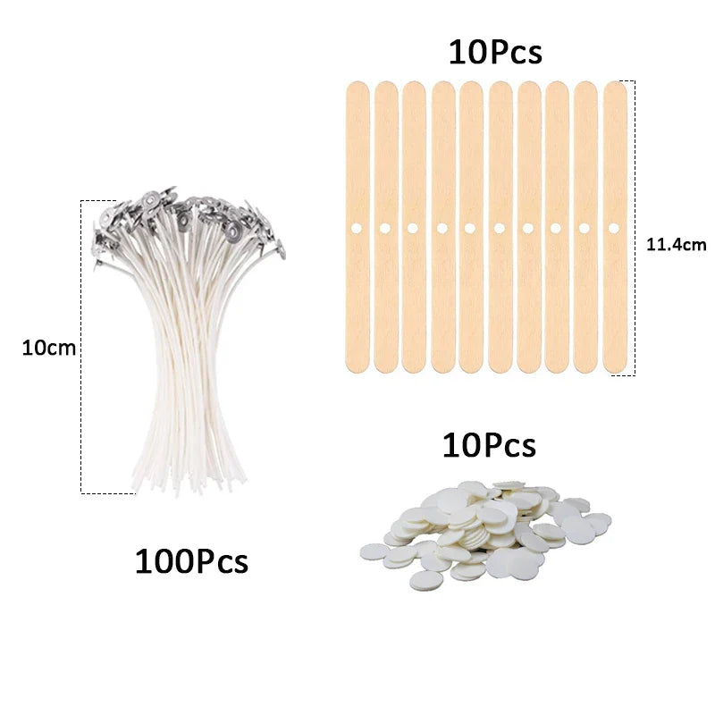 120-Pack Waxed Cotton Candle Wicks with Metal Stands, Smokeless Wicks for DIY Soy, Gel & Paraffin Candle Making