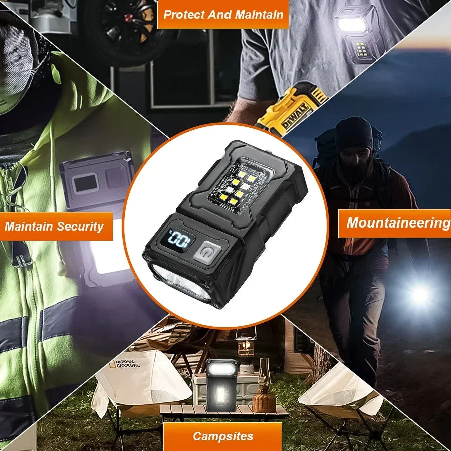 Mini USB Rechargeable LED Flashlight — 1200mAh COB + LED, Magnetic Tail, 8-Mode Portable Camping & Emergency Light