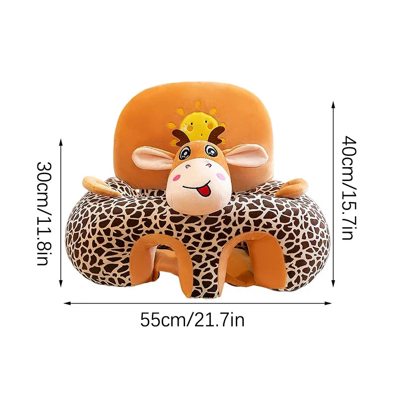Plush Baby Seat Cover 55 x 55 x 40 cm (21.7 x 21.7 x 15.7 in) Cartoon Toddler Learn-to-Sit Support Chair Cover (No Filling)