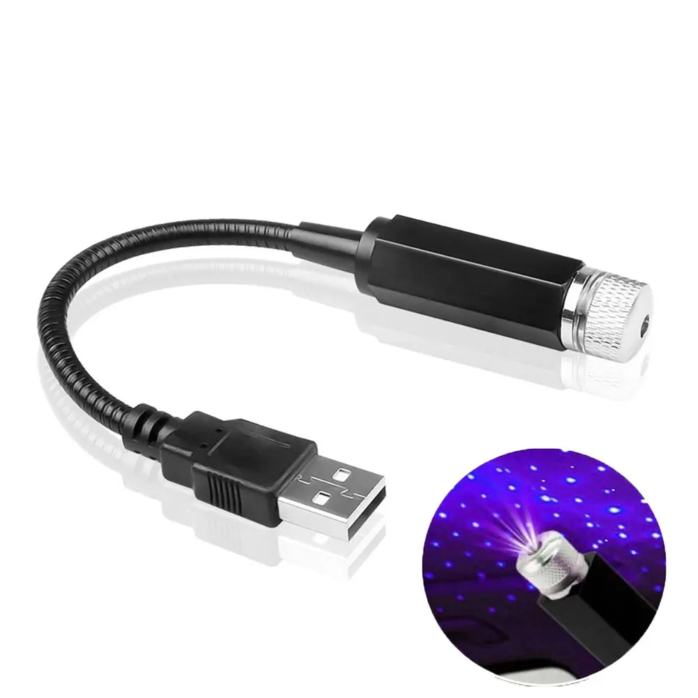 LED Car Starry Sky Projector Light USB Adjustable Interior Atmosphere Night Lamp