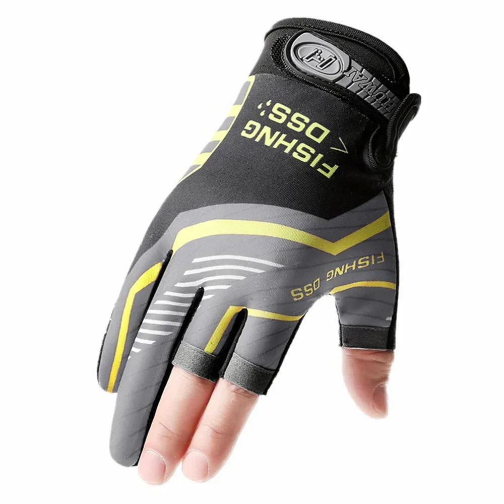 Half-Finger Fishing Gloves Fingerless Anti-Slip Outdoor Gloves for Anglers and Bikers