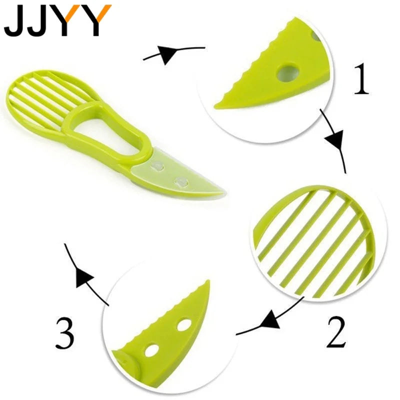 3-in-1 Avocado Slicer Corer Peeler – Plastic Fruit & Vegetable Cutter with Pitter