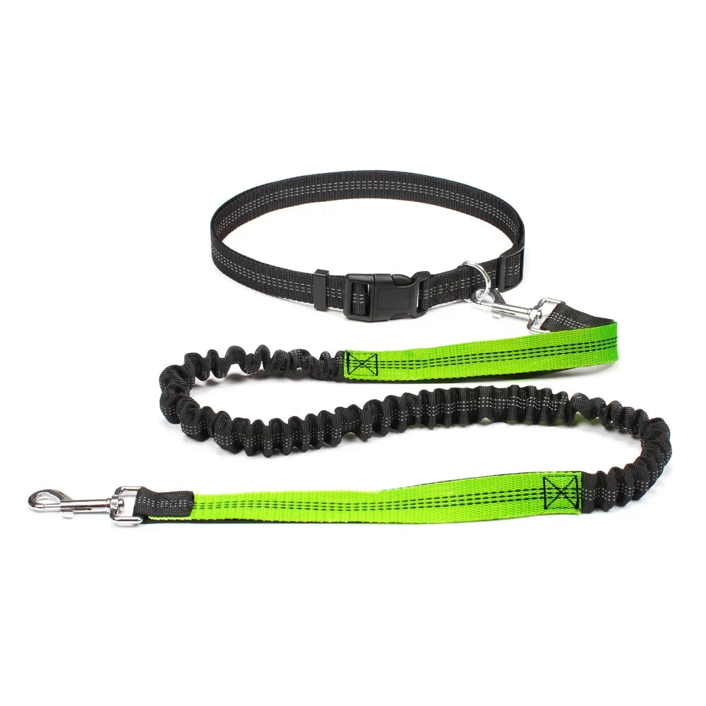 Hands-Free Dog Leash – Adjustable Waist Belt & Chest Strap, Reflective Running Jogging Leash 27.5–47 in (70–120 cm) Waist, 50–70 in (125–180 cm) Leash