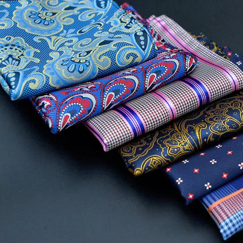 Men's Pocket Square 41 Colors - Plaid Dot Paisley Polyester Handkerchief 25 x 25 cm (9.8 x 9.8 in)