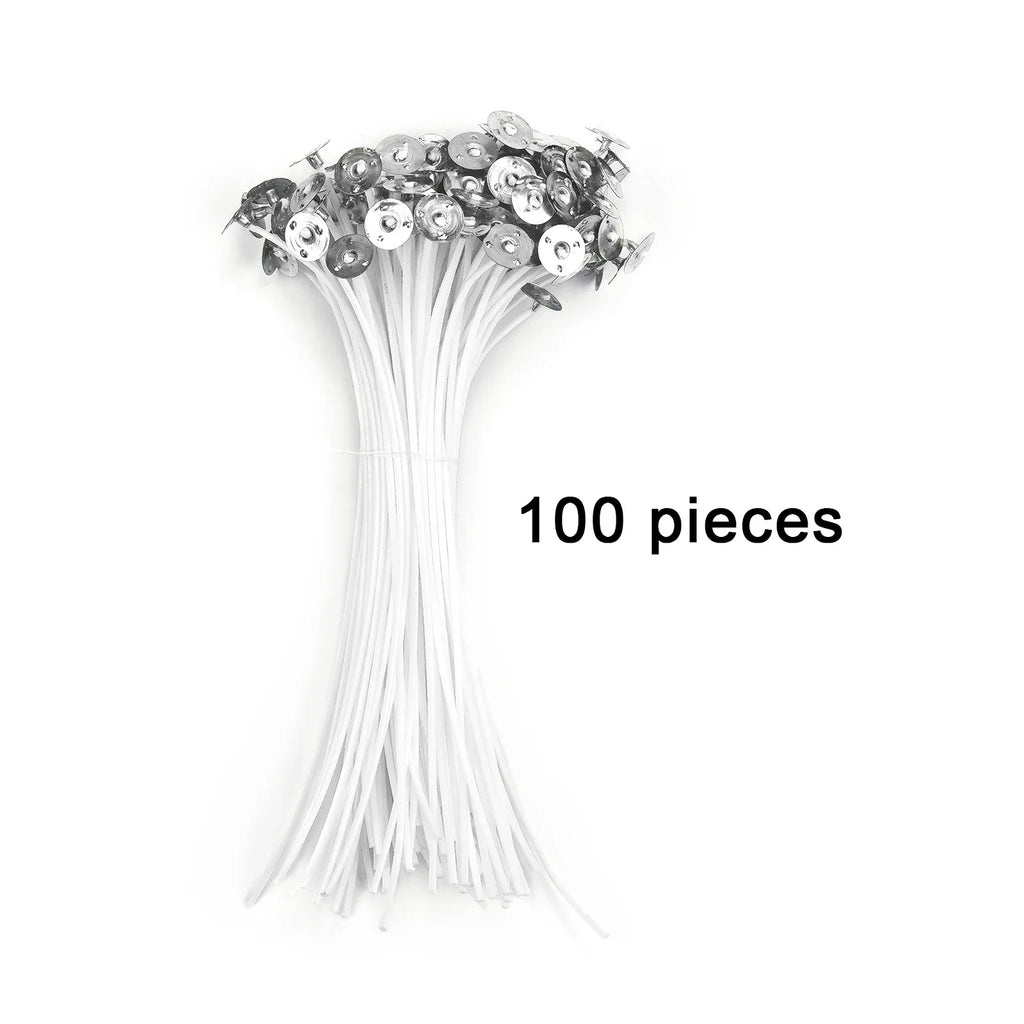 Pre-Waxed Pure Cotton Candle Wicks — 50/100 Pack, Smokeless DIY Candle Wicks, Multiple Lengths 2.6–20 cm (1.0–7.9 in)