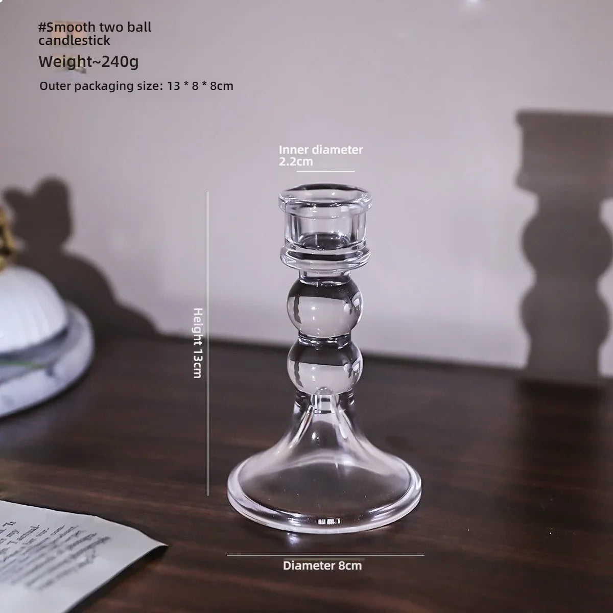 Clear Glass Pillar Candle Holder Table Candlestick for Dining Room Decor