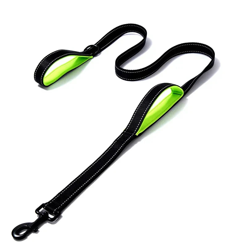 Heavy Duty Double Handle Dog Leash - Dual Handle Training Lead for Outdoor Travel & Greater Control
