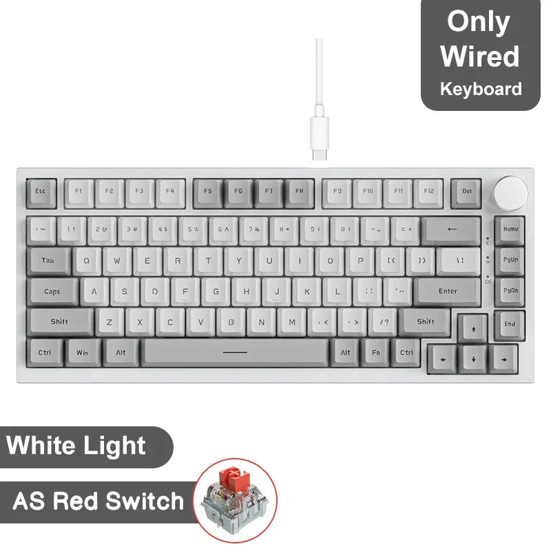 75% Hot-Swappable Mechanical Keyboard — Bluetooth 5.1, 2.4G Wireless & Wired USB-C, PBT Keycaps, RGB, Gasket Mount, Metal Volume Knob