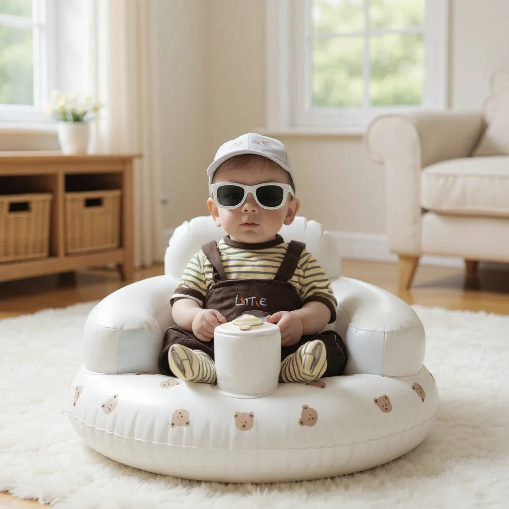 Portable Inflatable Baby Seat — PVC Infant Sofa & Bath Stool, Multifunctional Learning/Sitting Practice Chair (57×48×35 cm / 22.4×18.9×13.8 in)