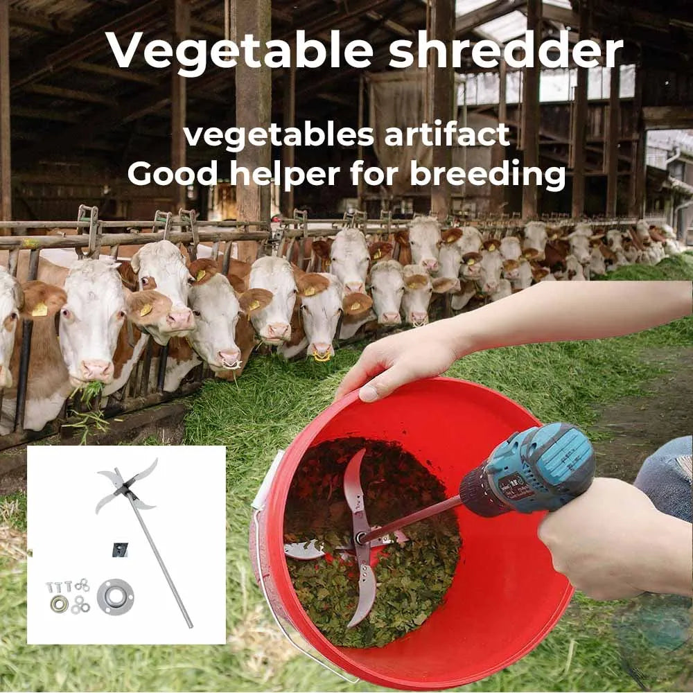 Fruit and Vegetable Crusher 4/6-Blade Drill Attachment Electric Chopper Blade for Poultry Feed and Grass