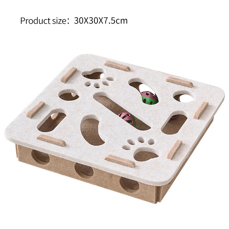 Interactive Cat Puzzle Toy Felt Maze Tunnel with Bell Ball Indoor Cat Enrichment Toy