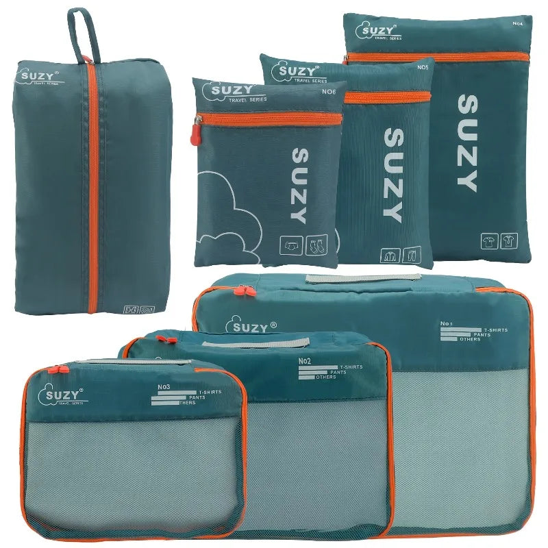 7-Piece Mesh Packing Cubes Set – Breathable Luggage Organizer Bags for Suitcases & Family Travel