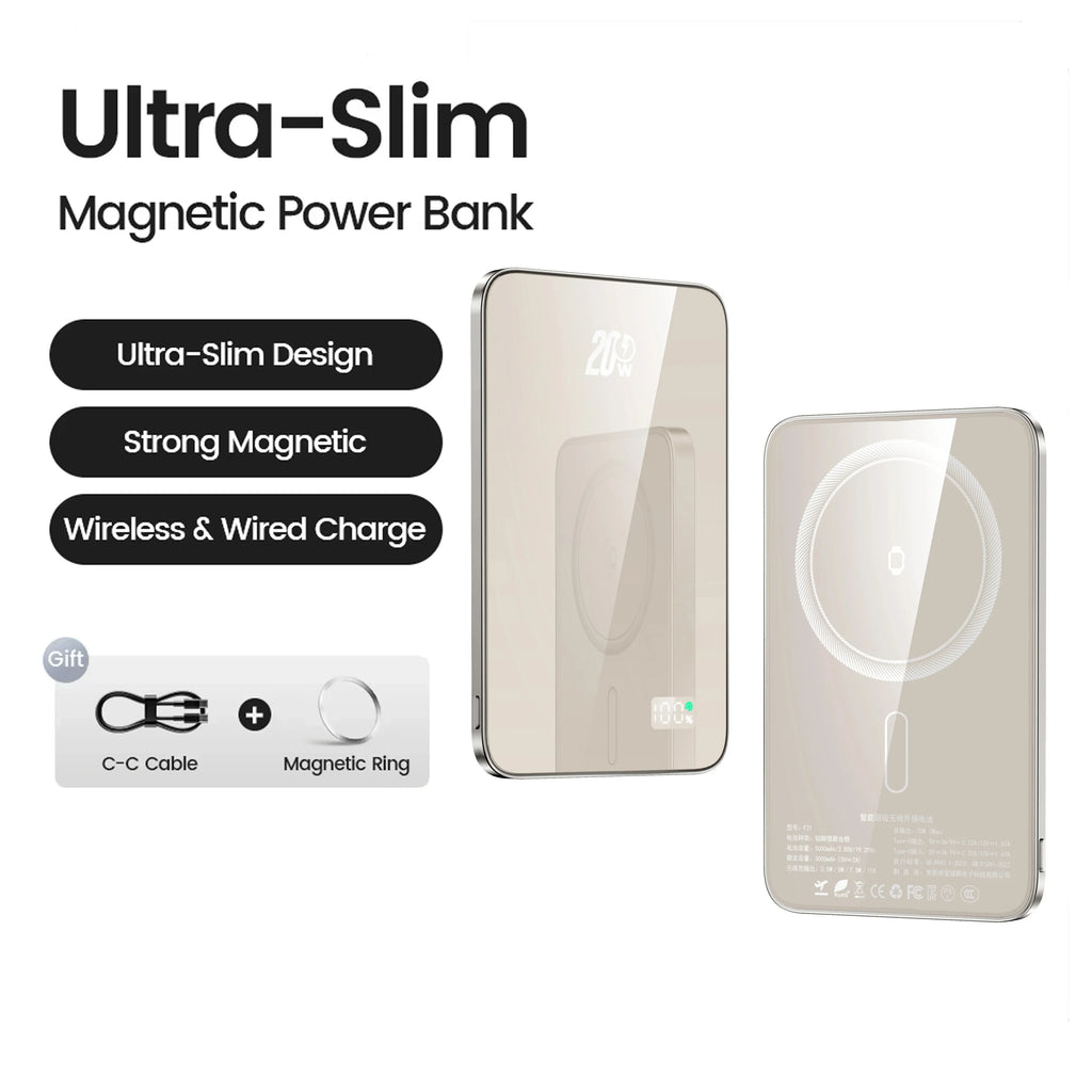 Magnetic 10,000mAh 20W Wireless Power Bank — MagSafe-Compatible Slim USB-C Portable Charger for iPhone, Apple Watch & Samsung