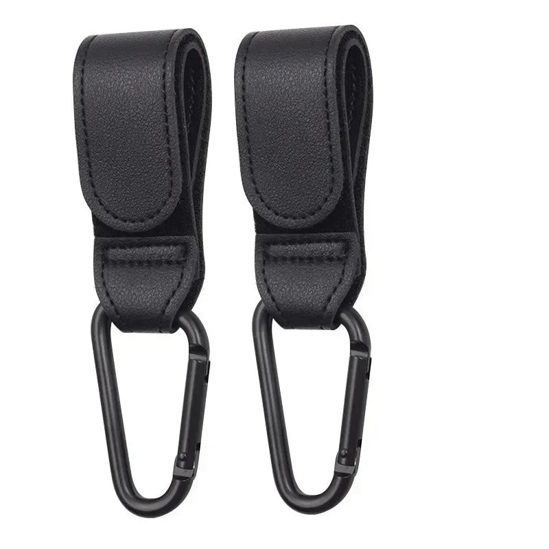 PU Leather 360° Rotating Stroller Hook - Baby Bag Pram Organizer (1 or 2-Pack)