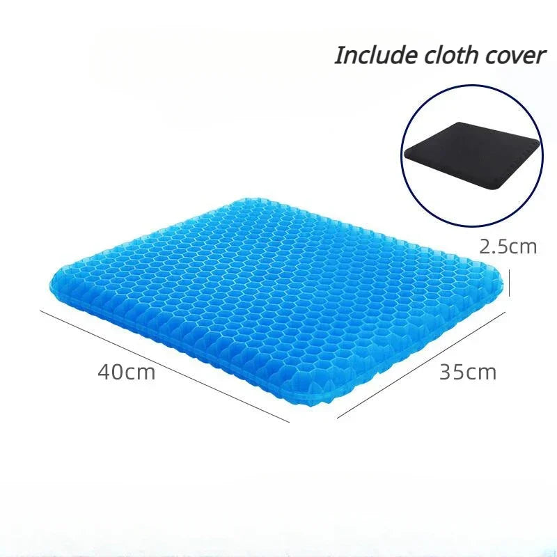 Double-Thick Gel Seat Cushion – Honeycomb Cooling Pressure Relief Pad for Office Chair, Car Seat & Wheelchair (Breathable, Non-Slip, Washable)