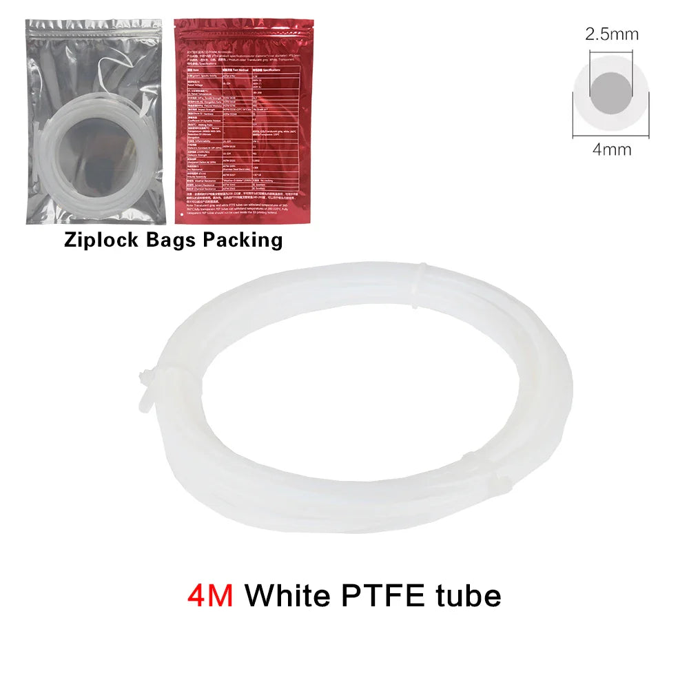 PTFE Bowden Tube for 1.75mm Filament – 2.5mm ID x 4mm OD (0.098 in x 0.157 in) Extruder Feed Tube for Mini 3D Printers