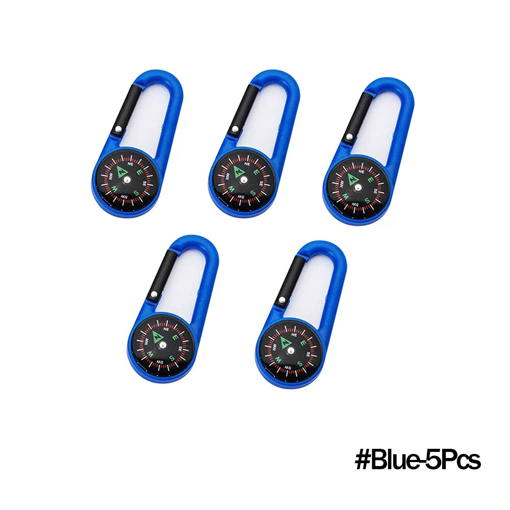 Mini Compass Carabiner Keychain — Camping & Hiking Backpack Buckle Survival Tool