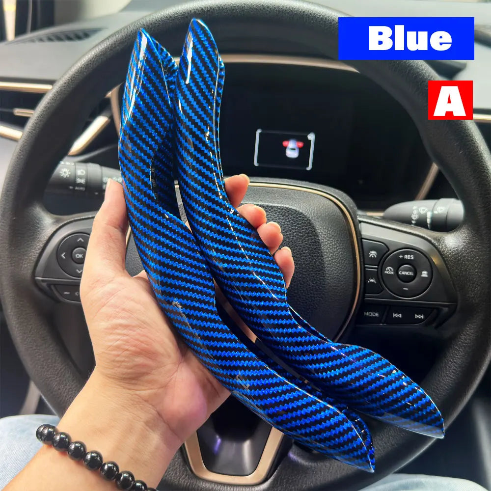 2-Pack Carbon Fiber Silicone Steering Wheel Covers 38 cm (15 in) Anti-Slip Universal Car Interior