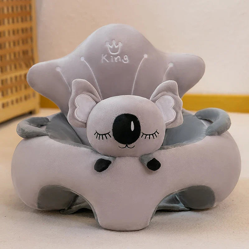 Plush Velvet Baby Sofa Seat Cover 50 x 50 x 40 cm (19.7 x 19.7 x 15.7 in) Learn-to-Sit Toddler Support Cover Cartoon Washable No Filling