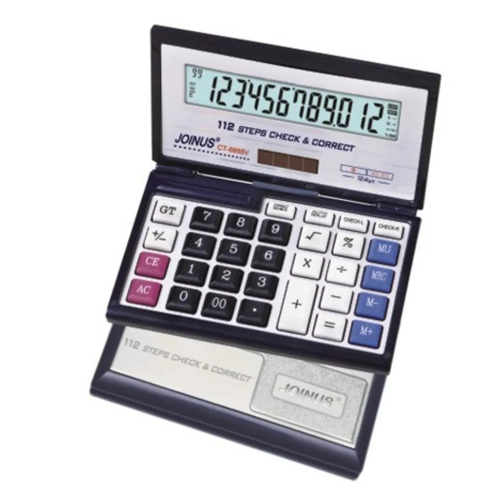 Foldable 12-Digit Solar Calculator Portable Large Screen Financial Office Calculator