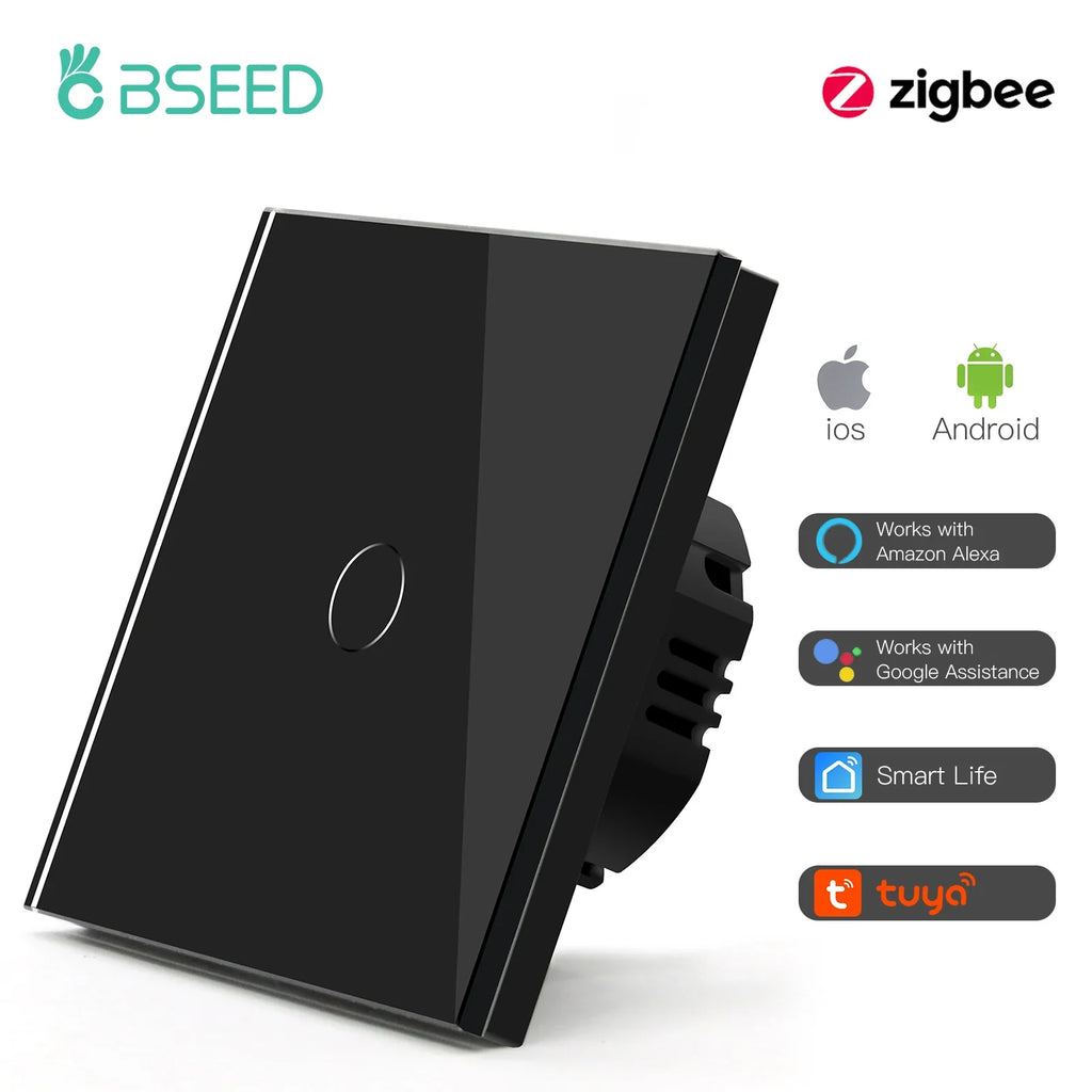 Smart Zigbee Touch Light Switch – 1/2/3-Gang 1-Way | Tuya/Smart Life Compatible, Google Home & Alexa